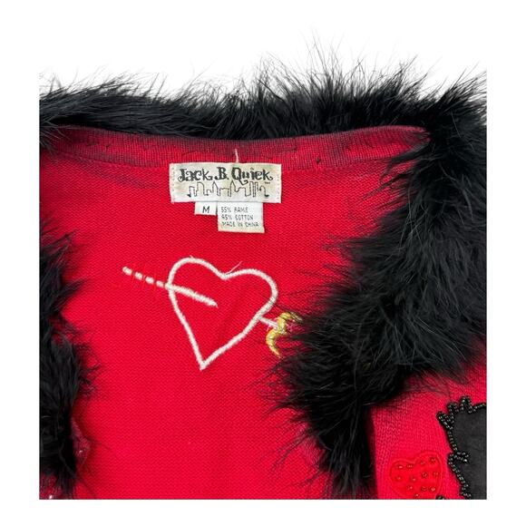 Vintage Y2K Jack B. Quick Sz M Whimsical Valentine Novelty Cardigan Sweater - Picture 8 of 16